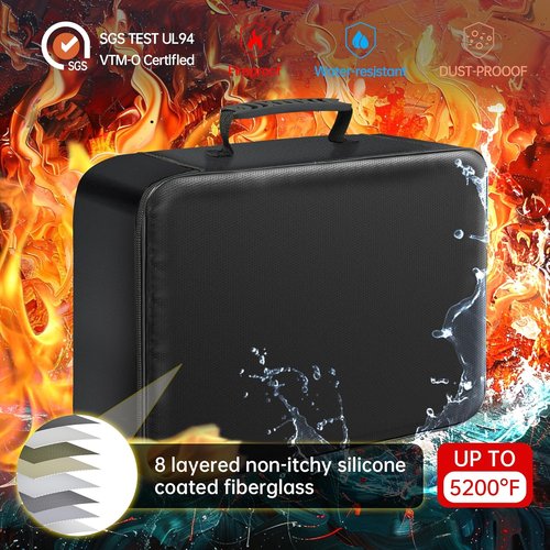 GIANTLUM Document Bag - Fireproof 3-Layer File Storage Case with Water-Resistant Zipper | Portable Organizer for Home & Office