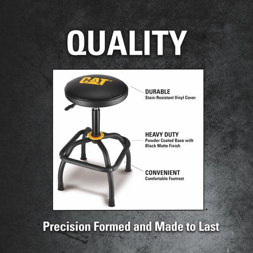CAT Heavy-Duty Pneumatic Shop Stool, Wrinkle Powder Coat Finish, Black and Yellow - 980815ECE
