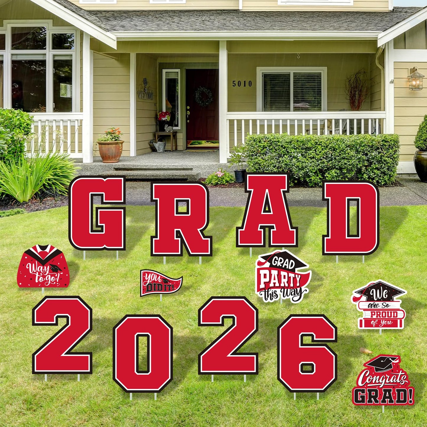 Red Themed Graduation Decorations 2026 - Graduation Yard Signs Class of 2026,Congratulate Graduation yard signs - Graduation Party Supplies for High School & Graduation Party Decorations