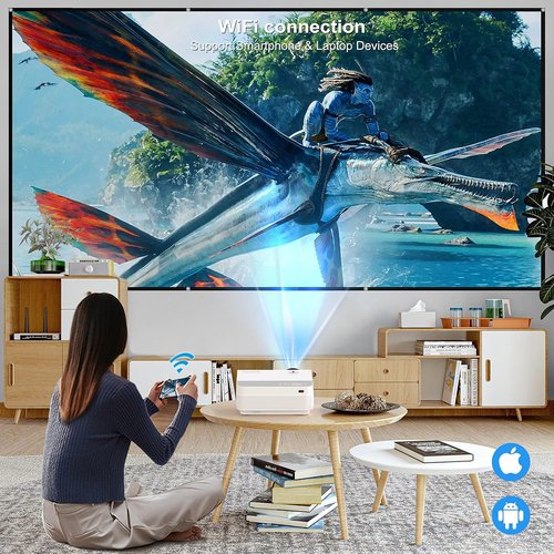 4K Projector by [Brand Name] - Native 1080P, 12000 Lumen Outdoor Movie Projector with 120'' Screen | WiFi & Bluetooth Compatible