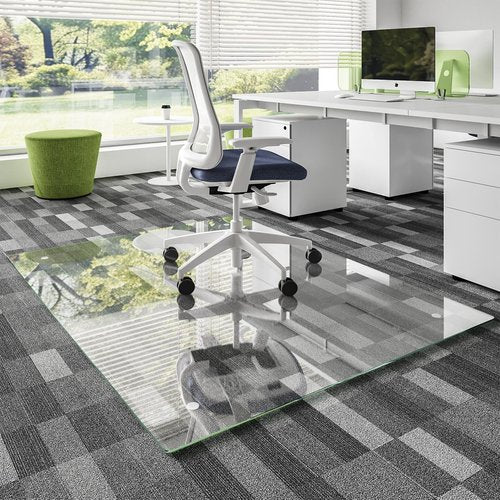 Chair Mat for Carpet, New Upgraded Tempered Glass 46"x60" Office Chair Mat for Carpet, Floor Mat Protector with Rounded and Polished Edges, Ideal for Wooden Floor, Rolling Chairs, Office, Home