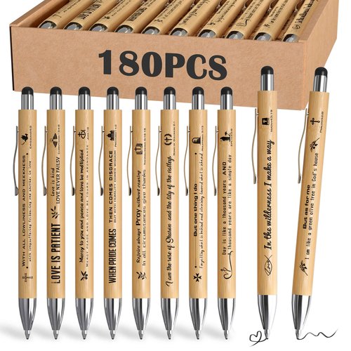 Ctsotmybs Christian Inspirational Pens With Bible Verse Stylus Ballpoint Pens Black Ink Bulk Religious Motivational Gifts for Women Men Bible Study Supplies for The Office Gifts 180 Count