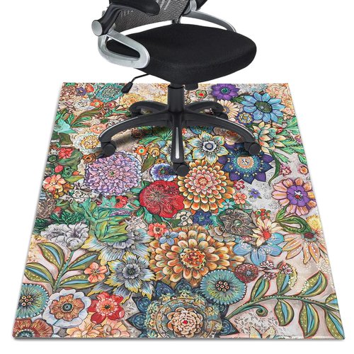 Office Chair Rug for Hardwood Floor 48"X 60" Office Mat for Gaming Rolling Chairs Computer Desk Chair Rug Non-Slip Mandala Decor Protector Mats for Hard Floor & Tile Floor Decor
