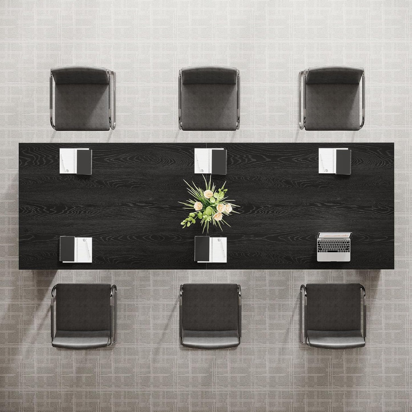 Tribesigns Large Conference Table - 87-Inch Rectangular Meeting Desk for 6-8 | Black Farmhouse Style
