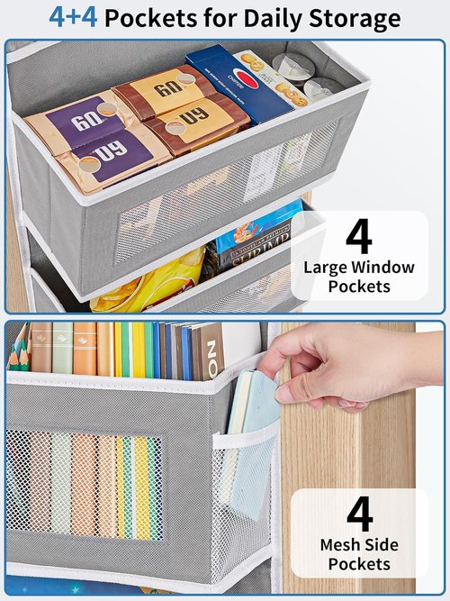 JARLINK 5-Shelf Over Door Hanging Organizer - Foldable Storage with Clear PVC Window | Large Capacity, Grey
