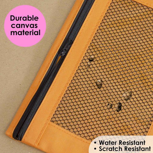 BAZIC Products Pencil Pouch 3 Ring Binder Pouch w/Rivet Enforced Rings Holes, Pastel Color Mesh Window Zipper Pouchesr, 24-Pack