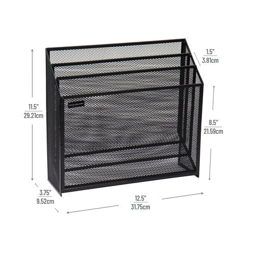 Mind Reader Vertical File Storage, Desktop Organizer, Workspace, Office, Metal Mesh, 12.5" L x 3.75" W x 11.5" H, Black