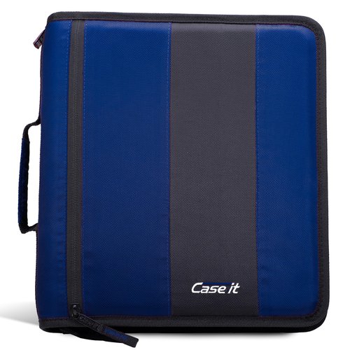 Case-it Classic Zipper Binder | 2-Inch O-Rings, 350 Sheet Capacity, Multiple Storage Pockets & Shoulder Strap | School & Office Organizer | D-251 Midnight Blue
