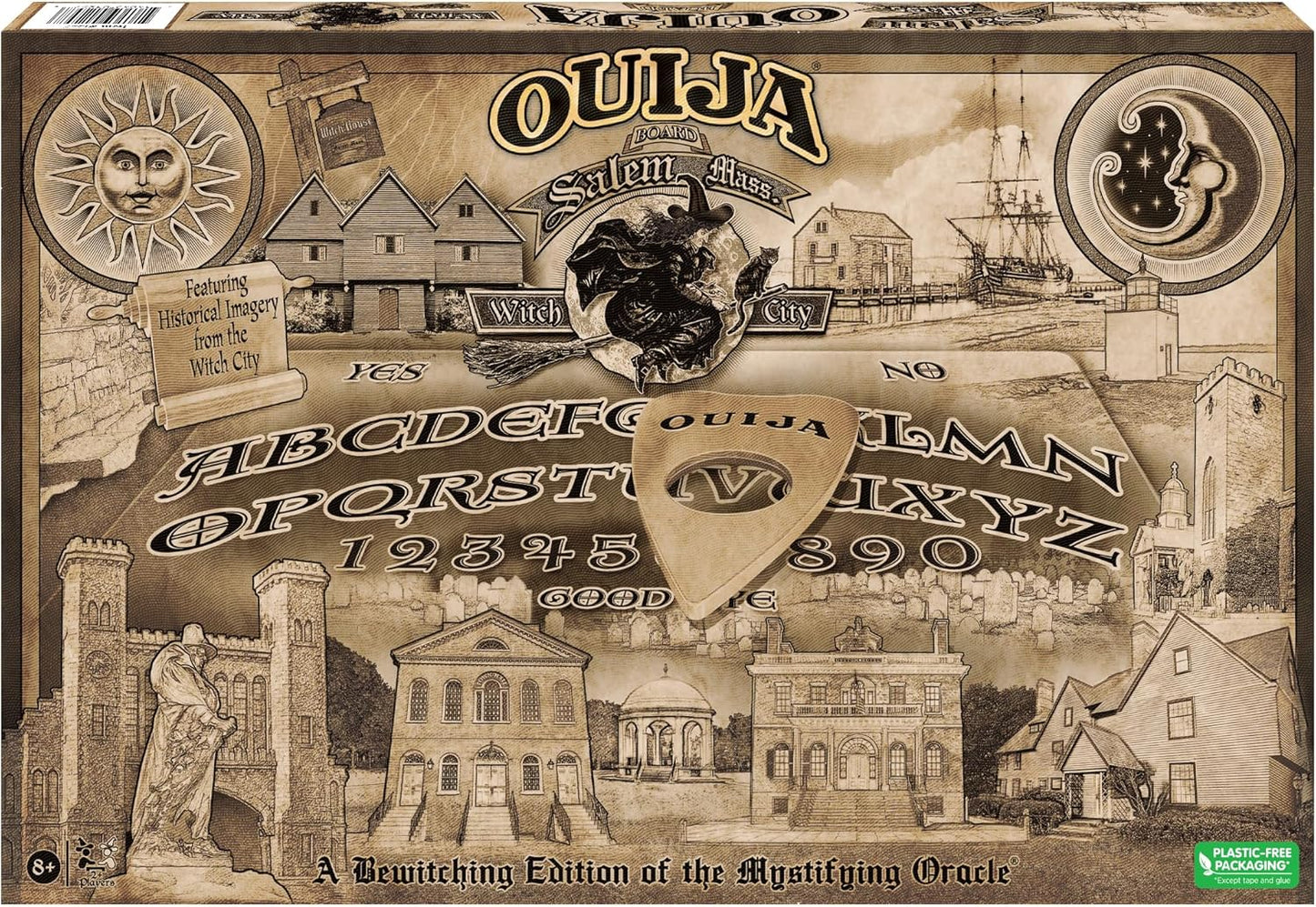 Winning Moves Games USA Ouija Board - Salem Edition | Spooky Dark Design for 2+ Players, Ages 8+