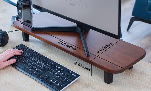 Wooden Monitor Stand Riser for Computer & Laptop - Single Desk Monitor Stand - Ergonomic Computer Stand for Monitor - Computer Accessories - 29.5 Inches