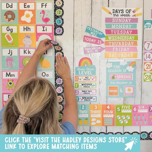 50ft Bulletin Board Borders Trim - Classroom Borders for Bulletin Board Decorations, Teacher Supplies for Classroom Decor Preschool, Kindergarten & Elementary, Smiley Scalloped Boarders