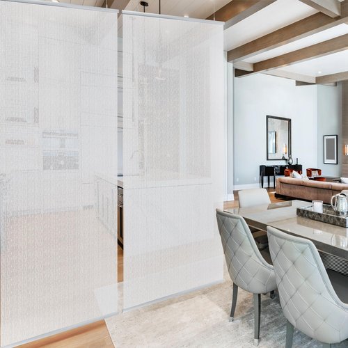 DECOLAB Hanging Dividers, Privacy Sheer Hanging Panel Partition for Home, Office, Living Room, Studio, Ceiling Suspension, Space Saving, 36”W x 96”L, Set of 2, Mist