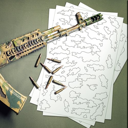 Marspark 4 Pcs Adhesive Sticker Camouflage Adhesive Spray Paint Sticky Gun Rifle Camo Stencils Camo Stickers for Paint Spray (4 CPS,Novel)
