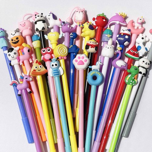 200 Pieces Cute Cartoon Blue Gel Ink Pens Cartoon Animal Writing Pens 0.5 mm Assorted Styles Pens Stationery for School Office Home Student Kids Birthday Present