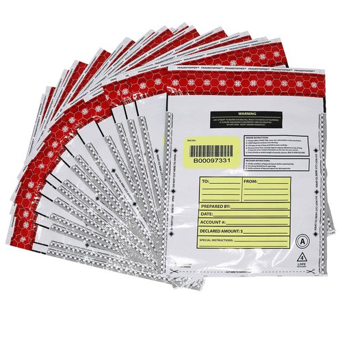 Nadex Tamper Evident Cash and Coin Bank Deposit Bags for Fraud Prevention, 12 x 16, Opaque, 100 Pack