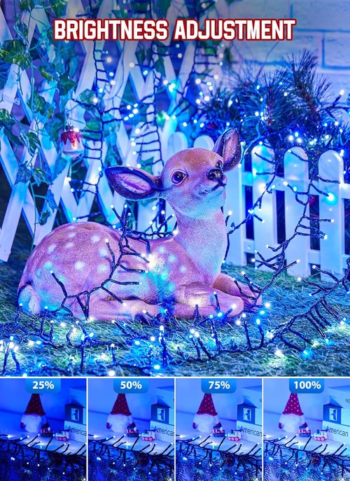 Minetom 1000 LED Cluster Christmas Tree Lights - 50 Ft Waterproof String with Timer & Remote | Blue & Cool White