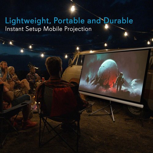 Pyle 50-Inch Portable Projector Screen - Lightweight Tripod Stand, Easy Setup, 4:3 Aspect Ratio, White Matte Fabric