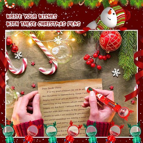 Queekay 36 Pcs 10 in 1 Multicolor Ballpoint Pens - Retractable Christmas Pens for Office, School, Children(Santa Style)