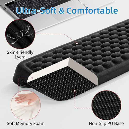 MEKASS L-Shaped Desk Wrist Rest Elbow, Forearm & Wrist Comfort Support for Table or Desk Edge, Non-Slip, Memory Foam Padding 2-Piece Set (Oval Black