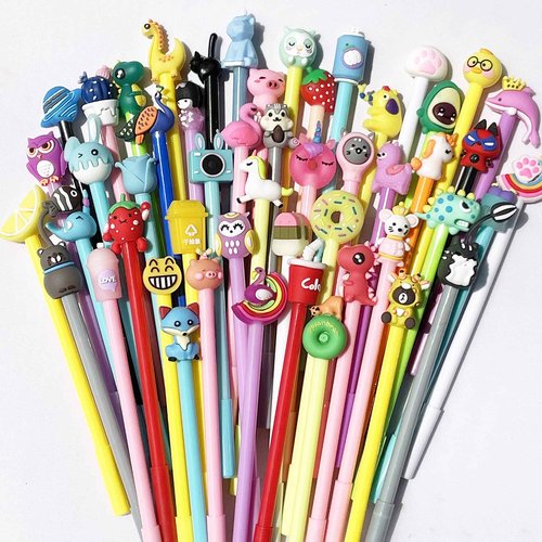 200 Pieces Cute Cartoon Blue Gel Ink Pens Cartoon Animal Writing Pens 0.5 mm Assorted Styles Pens Stationery for School Office Home Student Kids Birthday Present