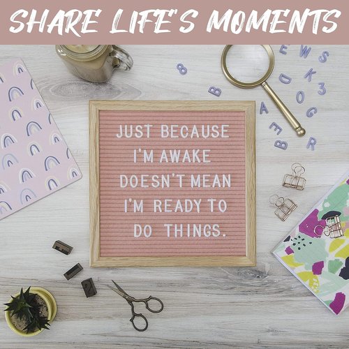 Felt Like Sharing Square Letter Board - Changeable Coral Felt Message Board | 10”x10” with 3 Sets of Letters for Home & Office Decor