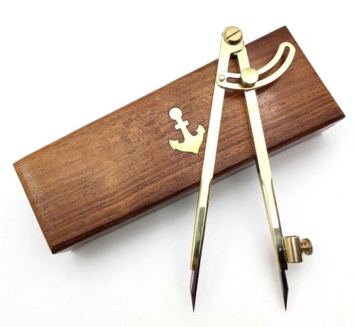 5MoonSun5's 8 Inch Large Pencil Marking Compass Circle Leather Scratch Compass Maker Scriber Marking Wing Divider, Ideal for Drawing Circles, Scribing Wood Metal, Drafting,Map Plotting with wooden box