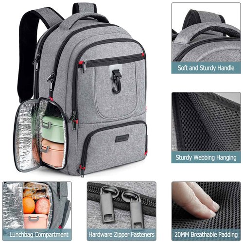 Lunch Backpack, Insulated Cooler Lunch Bag Backpack, Large Travel 17.3 Laptop Back Pack Sturdy Computer College School Bookbag for Women Men for Men Women Work Hiking Picnic