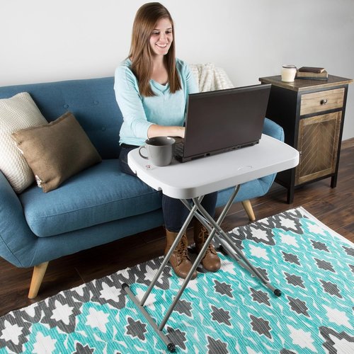 Lavish Home Portable Folding Table - 25.5 Inch Lightweight Adjustable Height Table for Indoor/Outdoor Use | White
