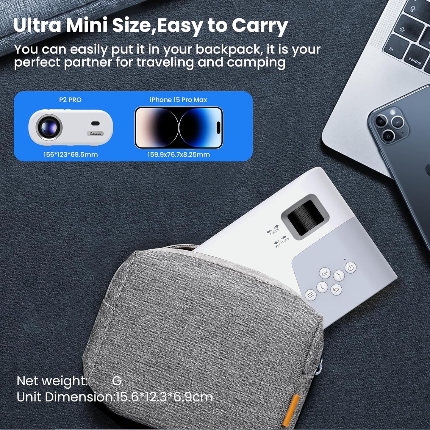 Skiennix Mini Projector - 1080P WiFi & Bluetooth Portable Projector with Built-in Speaker | Ideal for Home Theater & Kids' Movies