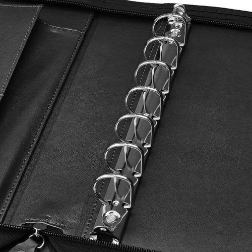 GALLAWAY LEATHER 7 Ring Checkbook Binder for Business Checks, PU Leather Check Binder Portfolio with Zipper,600 Checks Capacity,for Executive and Personal Use (Black)