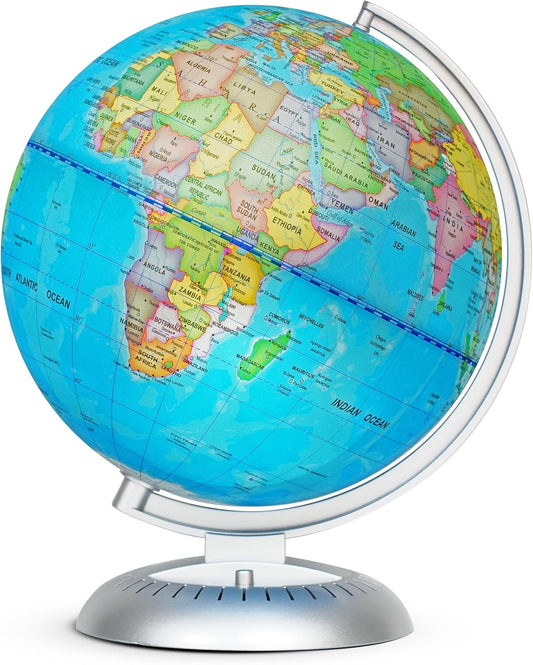 Little Experimenter 8” Illuminated Globes for Kids - Light Up World Globe With Stand, Best Gift Ideas for Children, Educational STEM Toys for All Ages, Gifts for Boys And Girls Ages 8-12+ Years Old