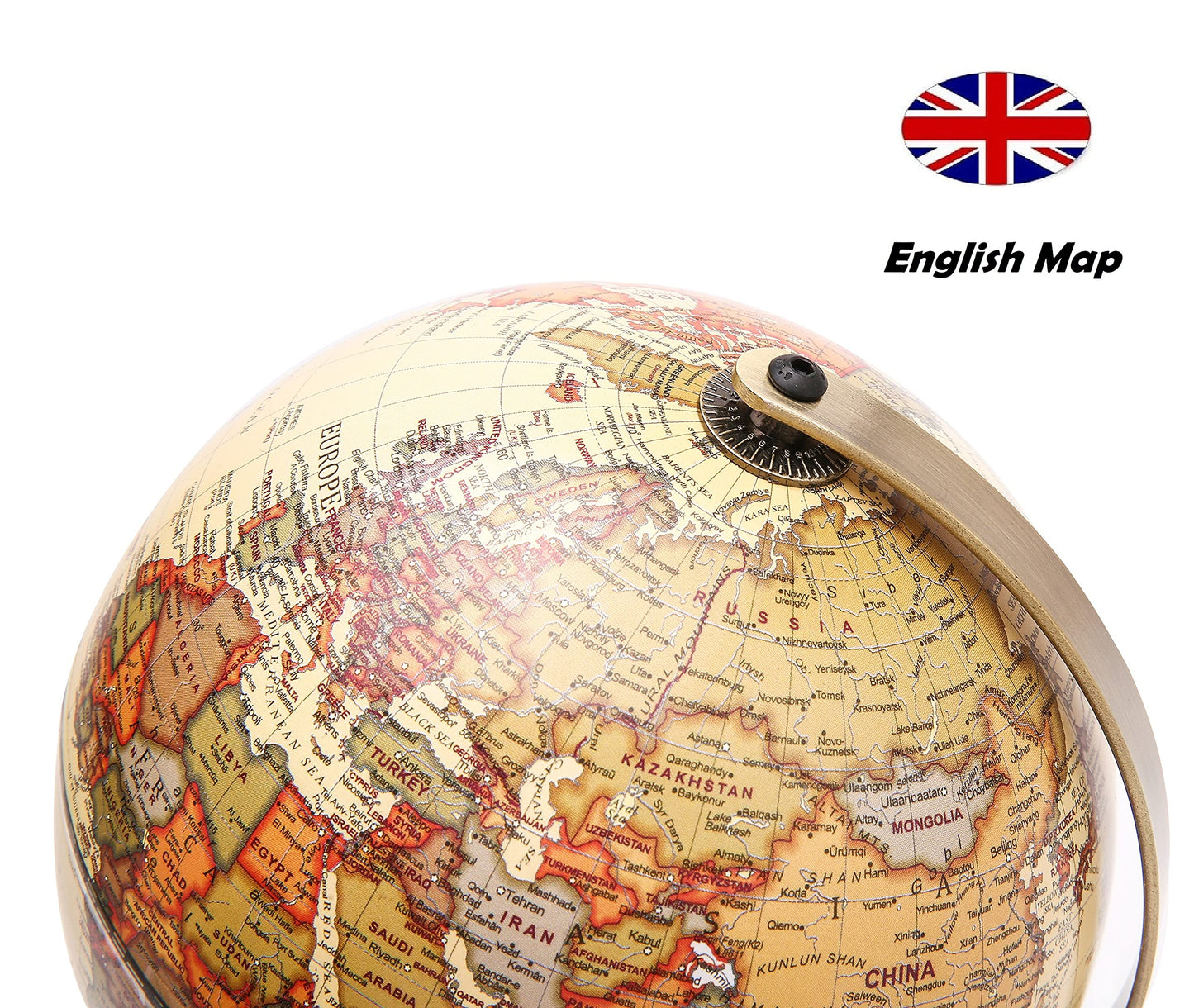 Topglobe Antique Globe Dia 5.5-inch / 14cm- Educational/Geographic - English Map