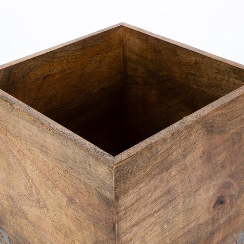 Wood and Metal 8.5-Inch Square Heritage Collection Footed Wastebasket