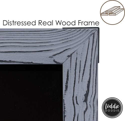 Loddie Doddie Magnetic Chalkboard - 20" x 30" Gray Rustic Wood Frame | Versatile Wall Menu & Calendar Display