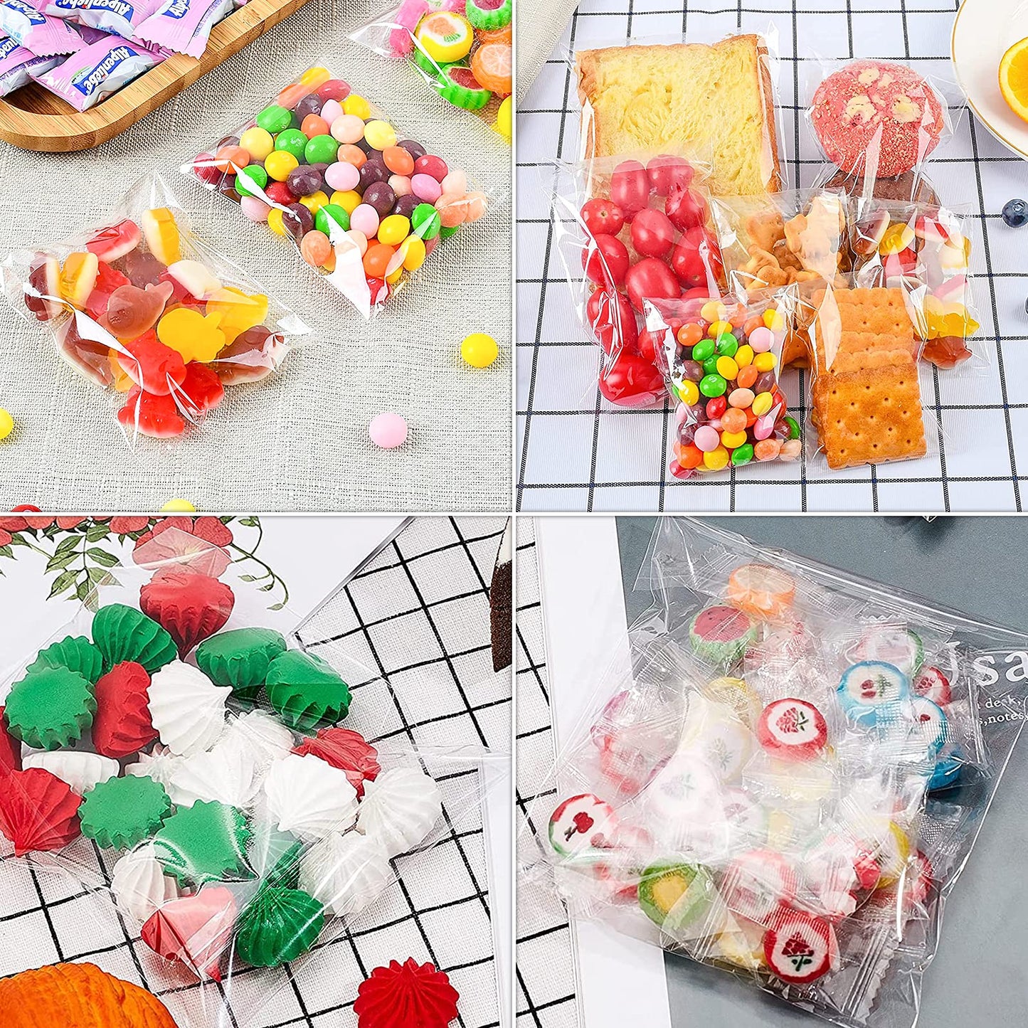 SUREHOME Cookie Bags Cellophane Clear Individual Treat for Cookies, 5x6 Inch Gift Giving Packaging, 100PCS Plastic Self Adhesive Wrappers Candy Bag