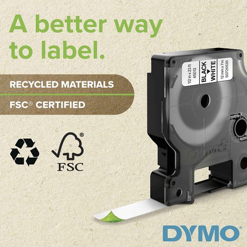 DYMO Rhino Industrial Heat-Shrink Labels 3/8" Tube Black Print on White