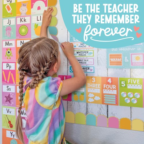 50ft Bulletin Board Borders Trim - Classroom Borders for Bulletin Board Decorations, Teacher Supplies for Classroom Decor Preschool, Kindergarten & Elementary, Pastel Scalloped Boarders