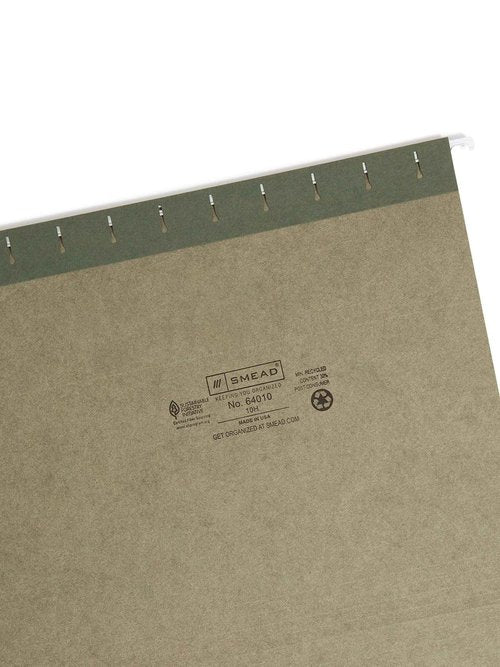 Smead Hanging File Folder, No Tabs, Letter Size, Standard Green, 25 per Box (64010) (Pack of 4)