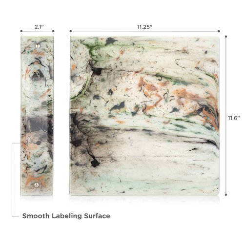 Carstens Limited Edition 1.5-Inch Green Marble Heavy Duty 3-Ring Binder – Side Opening, Waterproof, Durable Plastic, No-Gap Rings, Holds 250 Sheets, BPA-Free, Made in USA (2053-3R)