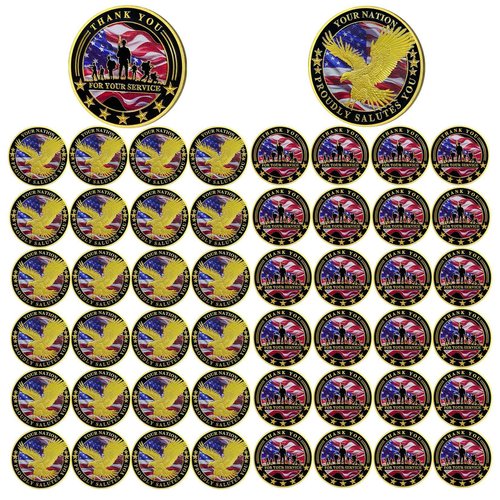 AtSKnSK 50 PCS Military Challenge Coin Thank You for Your Service (50)