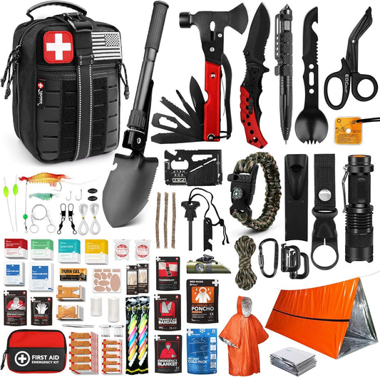 Survival First Aid Kit - 190 Pcs Tactical Medical Supplies | Military IFAK EMT Molle Pouch for Outdoor Adventures