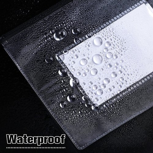 Marspark 100 Pieces Clear Pencil Case Zipper Envelope Bulk with Label Pocket Clear Plastic Envelopes with Zippered, A6 Pencil Bags for Cash, School Office Supplies, 9.2 x 4.7 Inches(Black)