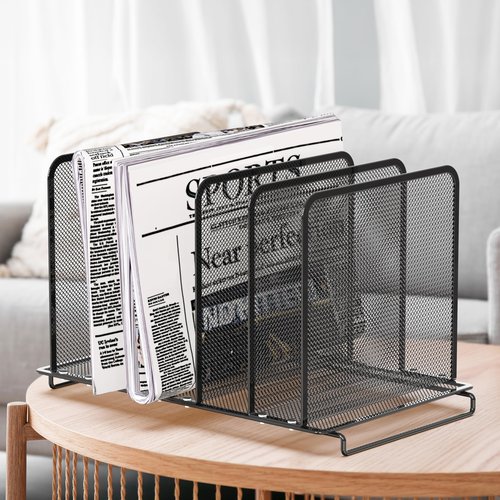Simple Houseware Expandable 5 Section Upright File Sorter Organizer, Black