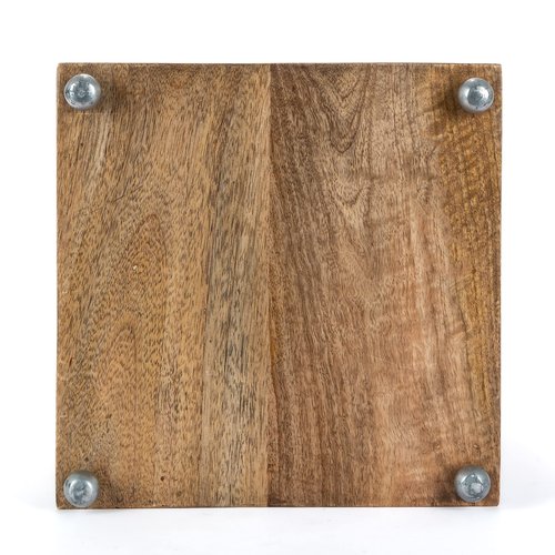 Wood and Metal 8.5-Inch Square Heritage Collection Footed Wastebasket