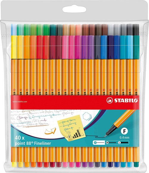 STABILO Fineliner point 88 - Pack of 40 - Assorted Colors