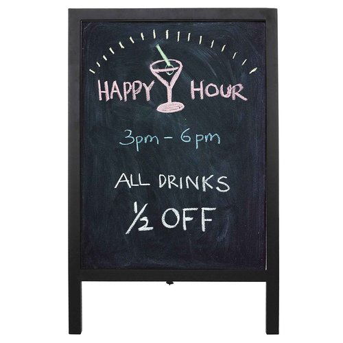 MyGift Freestanding Black Metal A-Frame Chalkboard Sidewalk Sign, Double Sided Erasable Business Advertising Restaurant Signage