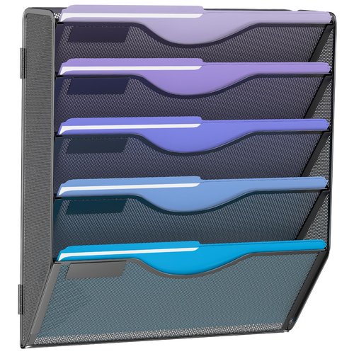 Gawerk Hanging File Organizer (Black, 5 Tier)