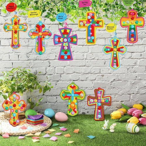 Epakh 36 Sets DIY Religious Cross Craft Kits - Create Christian Ornaments for Church & Sunday School Decor