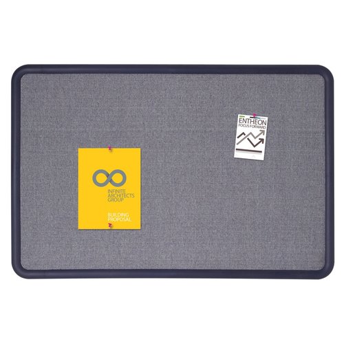 Quartet Bulletin Board, Fabric, 3 x 2 Feet, Office Bulletin Boards, Contour Navy Blue Plastic Frame (7693BE)