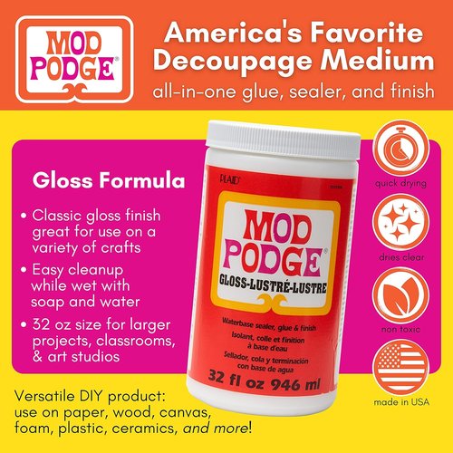 Mod Podge Gloss Sealer - All-in-One Craft Glue & Finish | Quick Dry, Non-Toxic, 32 oz.
